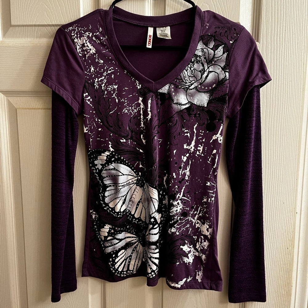 BONGO~Purple Long Sleeve Graphic Tee~M